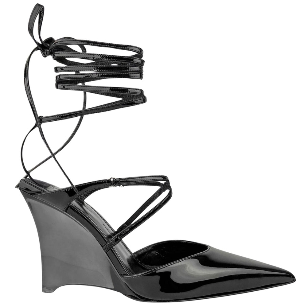 Ariella Baron Vetro Villain Pointed-Toe Heels with Wrap-Around Straps